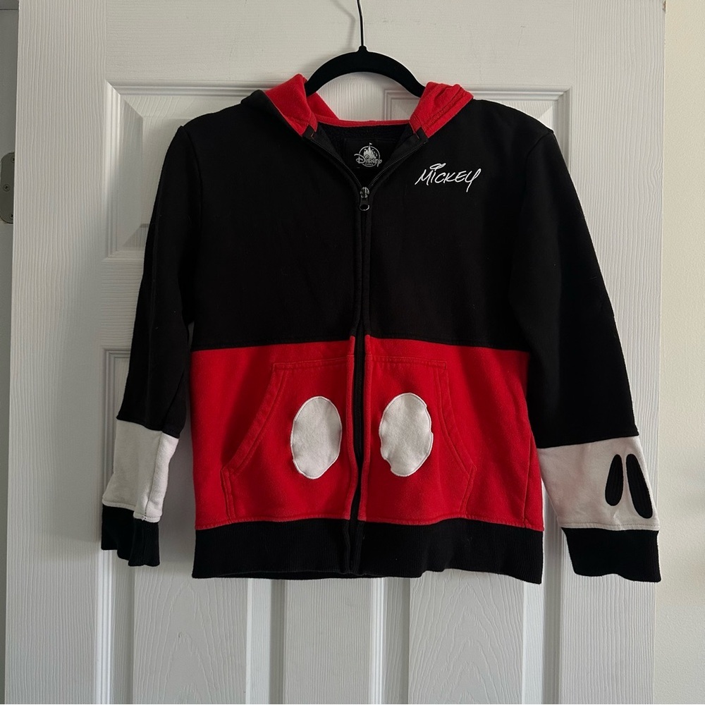 Size L Disney Parks Kids Mickey‎ Mouse Zip Hoodie Jacket Red Black Youth